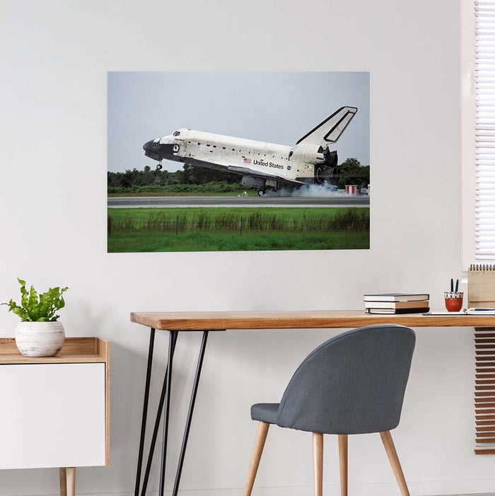 32x48 inch Shuttle Discovery Landing Decal Installed Above Desk