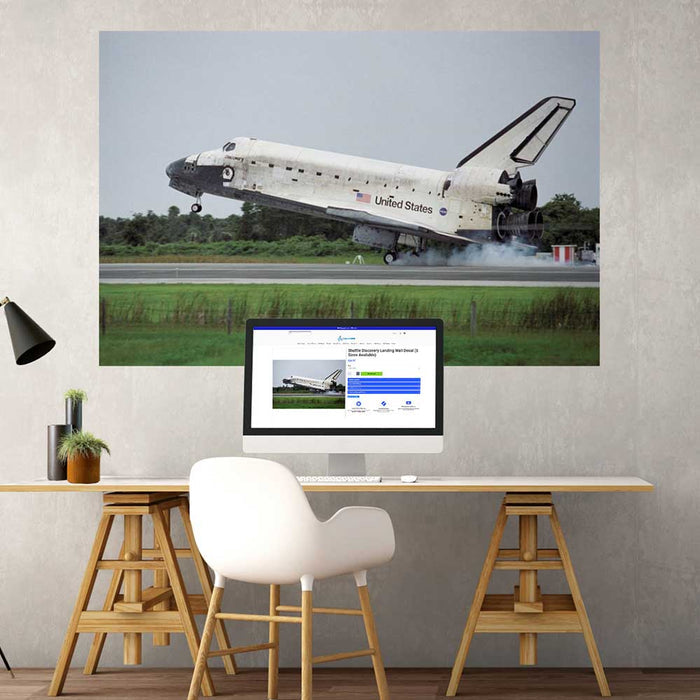 40x60 inch Shuttle Discovery Landing Decal Installed Above Desk