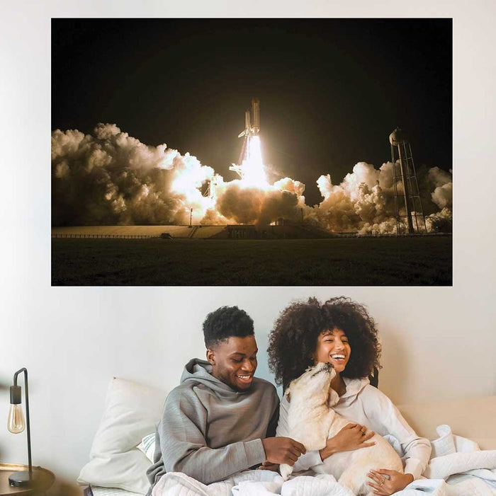 48x72 inch Space Shuttle Launch Poster Installed in Bedroom