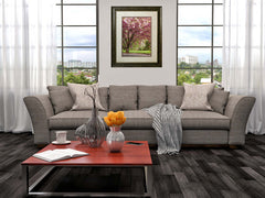 Spring Pink Tree Framed Art Installed in Living Room ABove Couch