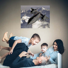 24 inch SR-71 Blackbird in Flight Wall Decal Installed in Kids Room