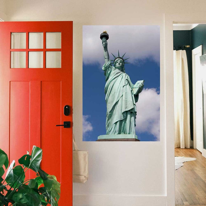 32x48 inch Statue of Liberty Against Blue Sky Poster Installed in Foyer