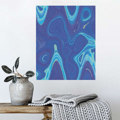 24 inch Blue Wave Wall Decal Installed on Wall