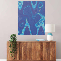 36 inch Blue Wave Wall Decal Installed Above Cabinet