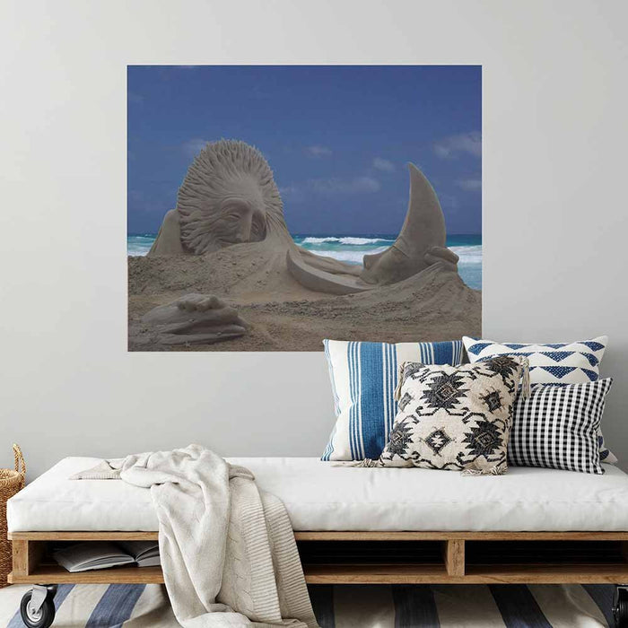 48 inch Paradise Sun & Moon Poster Displayed in Bedroom