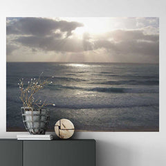 36 inch Sunset Over Ocean Decal Installed Above Cabinet