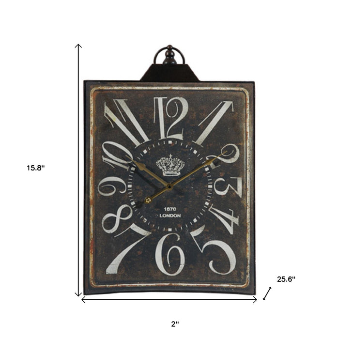 Vintage Style Black and White Iron Wall Clock | 16"x25"