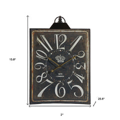 Vintage Style Black and White Iron Wall Clock | 16"x25"