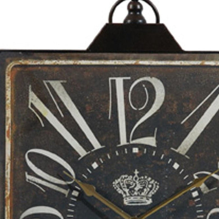 Vintage Style Black and White Iron Wall Clock | 16"x25"